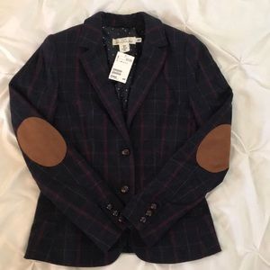 H&M Plaid Blazer with Elbow Patches